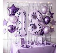 20 pezzi Set di palloncini a tema K-Pop viola, include palloncini a numero viola opaco da 40 pollici, palloncini a stella viola in foil da 18 pollici e palloncini di lattice, adatti per feste a tema K