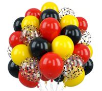 20 pezzi Set di palloncini rossi, gialli e neri da 12 pollici, include palloncini con coriandoli e 1 rotolo di nastri per palloncini, adatto per docce nuziali, feste di compleanno, carnevali e decoraz