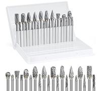 20 pezzi Set di punte per smerigliatrice in metallo duro per accessori per utensili Dremel, 1/8" Gambo Doppio taglio Acciaio al tungsteno Set di frese rotanti per Legno Metallo Rettifica Incisione