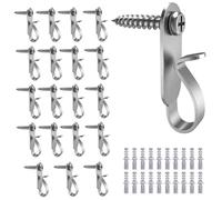 20 Pezzi Set Ganci Luci Natale, Acciaio Inossidabile Addensato Antigraffio Gancio, Feste Interne Ed Esterne Ganci a Vite, per Cesti di Fiori, Lanterne, Lucine, Portante 2 KG (argento)