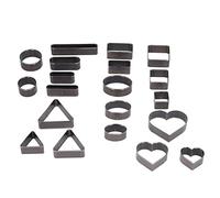 20 Pezzi Set Punzonatrice in Acciaio al Carbonio per Cuoio, Taglio Preciso con Forme Rotonde Quadrate Cuori Ovali Triangoli e Barre, Strumento per Artigianato fai da te su Portafog