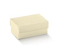 20 PEZZI SETA AVORIO Scatola fondo e coperchio portaconfetti 9,5x6,5x4 c 0L2J