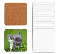 20 Pezzi Sottobicchieri Quadrati a Sublimazione, 10,2x10,2cm Sottobicchiere in Legno MDF Sottobicchieri in Sughero a Sublimazione per Artigianato Fai da te Pittura Decorazioni per la Casa