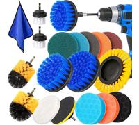 20 Pezzi Spazzole per Trapano, 8 Elettrica Drill Brush Set Rotante Power Scrubbe