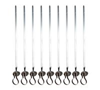 20 Pezzi Spiedini Barbecue in Acciaio Inox Piatto Manico ad Anello | Facili da Usare e Pulire, Accessorio per Grigliata, Colore Argento, per Carne e Verdure
