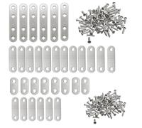 20 Pezzi Staffe Angolari Piatte, Staffe Piatte in Acciaio Inox con Viti, Piastre di Giunzione Forate, per Fissaggio e Riparazione di Mobili, Supporto Angolare Retto per Legno e Metallo (Set B)