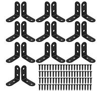 20 Pezzi Staffe per Mensole in Acciaio Inox, 40 x 40mm Staffe Angolari in Metallo, Supporto per Mensola, 90 gradi Angolo Retto Staffe Mensola a Muro, Staffa Angolare a L con 80 Viti (Nero)