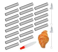 20 Pezzi Stampi per Cannoli Siciliani, Stampi per Dolci in Acciaio Inox, Cilindrico Stampi per Pasticciotti con Spazzola di Pulizia per dei Pancake Croissant Tostati