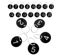 20 Pezzi Targhette Rotonde Numerate per Chiavi con Anello, Plastica Nera | Numerazione Facile da Leggere, Riconoscimento Rapido del Personale, Design Salvaspazio, per Organizzazione e Comunicazione