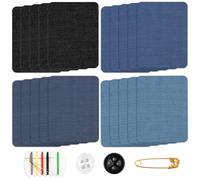 20 Pezzi Toppa Termoadesiva Jeans,Quadrato Kit Decorazion Riparazione Con Accessori per Il Cucito,per la riparazione e la decorazione dei buchi dell'abbigliamento (12,5x 9,5 cm)