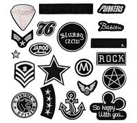 20 Pezzi Toppe Ricamate Nere Accessori per Abbigliamento Fai da Te Mini Toppe Termoadesive Toppe Termoadesive per Riparazione e Decorazione di Pantaloni, Giacche, Zaini