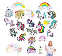 20 Pezzi Toppe Termoadesive Bambini Unicorno Patch Toppe Termoadesivi Adulti Bambini Toppe Ricamate Adesive per Tessuti per Abbigliamento, Giacche, Zaini, Jeans