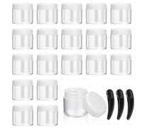 20 Pezzi Trasparente Plastica Vuoto Contenitore Cosmetico, 40ml Vasetti Barattolo Cosmetici Viaggio Plastica per Campione Creme, con 3 Pezzi Mini Spatola (Bianco)