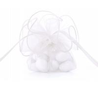 20 PEZZI Velo in organza rotondo con tirante e bordatura BIANCO BOMBONIE 0FIM