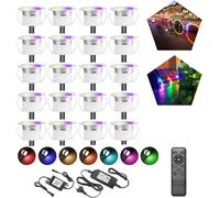 20 pezzi WiFi RGB LED luci da incasso Illuminazione del patio funziona con Alexa, Google Home assistant, DC12V Ø31mm IP67 impermeabili