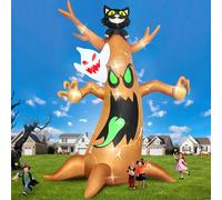 20 piedi Albero Gonfiabile di Halloween, Kalolary Grande Albero Gonfiabile Halloween Fantasma Gonfiabile Decorazioni per Esterni Gatto Nero Prato Giardino Feste Strada Nei Centri Commerciali