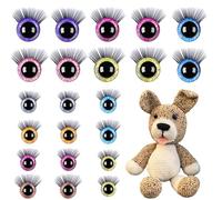 20 Piezas Occhi per Amigurumi, Occhi di Bambola Glitterati da 20mm e 16mm con Ciglia e Rondelle, Occhi di Sicurezza Colorati per Animali all'uncinetto, Amigurumi, Artigianato fai da te