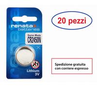 20 PILE BATTERIE LITIO CR2450N 3V RENATA ORIGINALI SWISS MADE