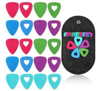 20 plettri in feltro per ukulele, a forma di cuore, con custodia, multicolore, facili da impugnare, per basso, ukulele, chitarra, cavi