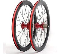 20 Pollici 451 Ruote Bici Pieghevoli/BMX Wheelset Cerchi Freno A V Mozzi A Disco Supporto Cuscinetti Sigillati 8-9-10-11 Velocità Cassetta Sgancio Rapido Anteriore 100Mm Posteriore 135Mm(Rosso)