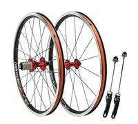 20 Pollici Set Ruote Bici 406/451 BMX Cerchio Freno C/V Bicicletta Pieghevole Ruotas Sgancio Rapido 74/130 Mm Anteriore/Posteriore Ruote 16/24 Fori Mozzi Per 8/9/10/11 Velocità Cassetta(Red,451)