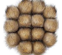 20 pompon Faux Fur Pom Poms for Hats - 4,5 pollici Fluffy DIY Knitting Hat Pompoms with Elastic Loop, Removable Crochet Crafts Accessories for Shoes Scarves Gloves Bags Keychain (Brown 16 pezzi)