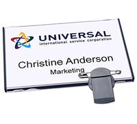 20 porta badge Vista® con clip rotante e spilla - 54 x 85 mm
