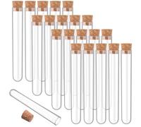 20 provette in plastica trasparente con tappi in sughero, 15 x 100 mm, 10 ml, buona tenuta per gioielli, semi, liquori, piante, caramelle, cocktail, matrimoni, Halloween, bomboniere, laboratorio