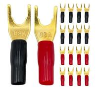 20 pz/10 paia "Y" "U" connettori a banana a forcella placcati in oro adattatore for spina a banana for altoparlante a forcella senza saldatura(20 Red)