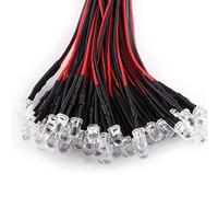 20 Pz 3 V 5 V 12 V 24 V DC 3mm/5mm Rosso/Verde/Blu/RGB Rotondo Pre-Cablato Acqua Trasparente LED Precablato Diodi Modello Di Auto Luci,avvertire Il Bianco,Lente Trasparente 3V 3mm