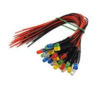 20 Pz 3 V 5 V 12 V 24 V DC 3mm/5mm Rosso/Verde/Blu/RGB Rotondo Pre-Cablato Acqua Trasparente LED Precablato Diodi Modello Di Auto Luci,blu,Lente Trasparente 24V 5mm