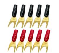 20 pz/4 paia connettori a banana tipo Y/U forcella senza saldatura adattatore spina a banana for altoparlante placcato oro(20 Red)