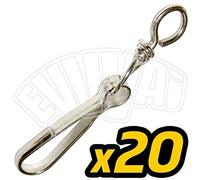 20 PZ - 50 MM MOSCHETTONE SIMPLEX ACCIAIO NICHELATO MOSCHETTONI GANCIO GIREVOLE
