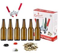 20 Pz Bottiglia Birra VETRO vuota 660 ml con tappi corona 26 mm LONGNECK in vetro di colore abra Completa di Tappo Corona 26 mm E TAPPATRICE TIP TAP - KIT per fare la birra ARTIGIANALE
