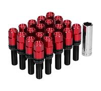 20 PZ Bulloni Estesi Auto Universali M14x1.5 Acciaio Filettatura 28mm/1.1in con Dadi Lug e Bulloni Lug(rosso)