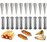 20 Pz Cannoli Tubi Set, Cannoli Form tubi Cream Roll Mold Acciaio Inox Antiaderente Coni Baking Mold Croissant Stampi Pasticceria per Torte Pane Cream Horn Roll Mold
