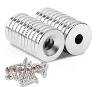 20 pz magneti al neodimio con foro 18x3 mm apertura 5 mm magneti piccolo magnete extra forte piatto, ante degli armadi magnete avvitabile per garage, cucina