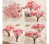 20 Pz Miniatura Alberi Piante Modello Fiori Ciliegia Fiorito Ferrovia Scenario