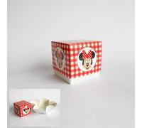 20 PZ MINNIE DISNEY PARTY Scatolina Fleur portaconfetti 9x9x9 cm ROSSO 0LSX