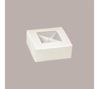 20 Pz Piccola Scatola con Finestra e Separatore Ideale per Confetti Carta Seta Bianco Pratica 120x120H40mm