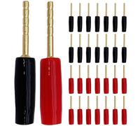 20 pz rame placcato oro 2mm pin adattatore spina a banana pin dritto terminali a banana connettori for altoparlanti connettore cablaggio(20 Red)