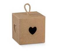 20 PZ Scatolina Portaconfetti NATURALE 5x5x5 con cordoncino BOMBONIERA 0LLU