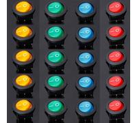 20 pz Set DC 12V AUTO PUNTO BARCA TONDO Rocker Lampada Led SPST SWITCH ON-OFF
