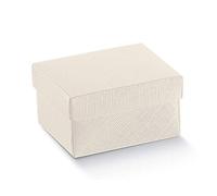 20 Pz SETA BIANCO Scatola per bomboniera fondo e coperchio 12x12x6 cm