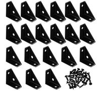 20 Pz Staffe Angolari per Mobili in Legno, Staffa Angolare per Legno Nere, Connettori Angolari per Legno, Staffe Angolari di Fissaggio in Metallo, Ferramenta per Mobili Rinforzo Triangolare