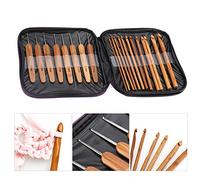 20 Pz Uncinetto Ganci e Aghi di Maglia Kit con Manico di Bambù per Maglieria Bambole Coperte Vestiti