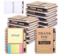 20 quaderni con note adesive, quaderno in lino accompagnato da quaderni tra cui collezione di penne, regalo di ringraziamento per dipendenti, regalo incoraggiante per ricordo, ideale per colleghi e