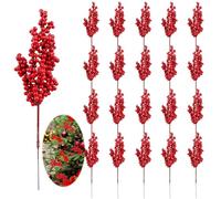 20 Rami di Bacche Grandi Bacche Rosse Natalizie Steli di Agrifoglio Artificiali Color Bordeaux per Decorazioni Floreali Pigne Naturali con Corone Ghirlande Stagione per Alberi Regalo Feste Fai da te