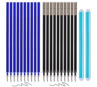 20 Refill per Penna Gel Cancellabile,Compatibili con Legmi,Punta 0,7 mm,Include 2 Gomme,Inchiostro Termosensibile,Ricarica per Penna Gel,per la Scuola e la Vita di Tutti i Giorni,Nero e blu