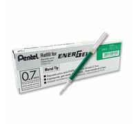 20 Pentel LR7 Roller Ricarica per Energel Penna Gel 0.7 MM Metal Tip Verde Color